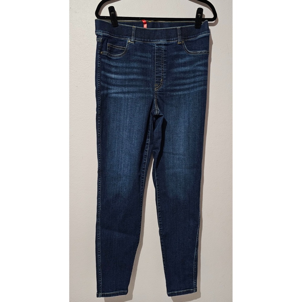 Spanx XL Long Tall Dark Indigo Blue Pull-On Tapered Skinny Ankle Jegging Jeans